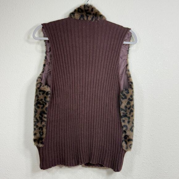 Y2k Tiara Faux Fur Leopard Animal Print Full Zip Vest Mob Wife Trashy Bimbo XL - Picture 4 of 7